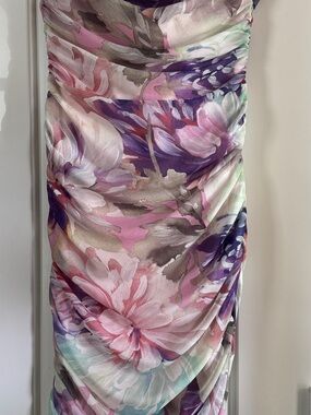 knee length dresses for ladies Moon Aura Pleat Detail Strapless Maxi Dress Blue main image 0
